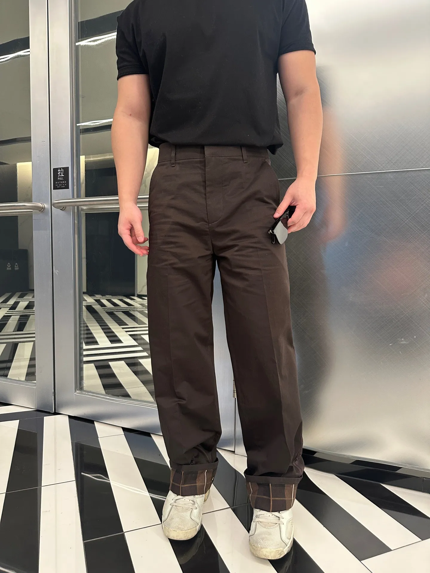Louis Vuitton/Louis Vuitton 25Fw presbyopic logo web plaid casual trousers